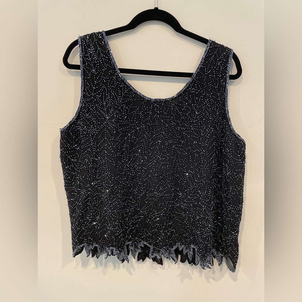 J Kara Black and Silver Beaded Camisole - Picture 2 of 4